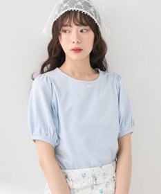 earth music&ecology ロゴプレート付きパフスリーブプルオーバー