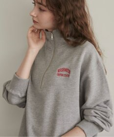 WEGO 【ANGIE VINTAGE】ワンポイント刺繍ハーフZIPスウェットプルオーバー