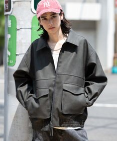 WEGO 【25年秋冬新作/ユニセックス着用ITEM/SMLサイズ展開】PUダブルZIPフライトブルゾン