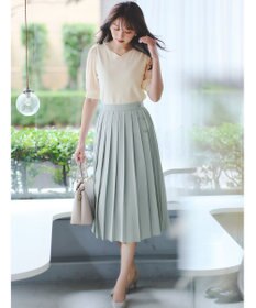 ANY SIS L 【洗える】ハートネックファブリックコンビ ニット