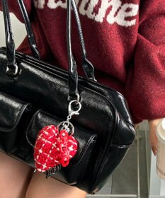 WEGO ツイードビッグハートキーホルダー