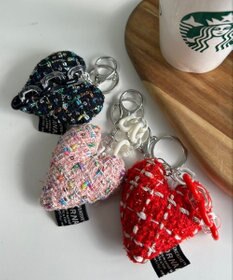 WEGO ツイードビッグハートキーホルダー