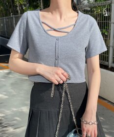 WEGO フロントクロスショートリブT