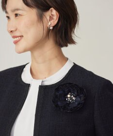 J.PRESS LADIES ツイード コサージュ ネイビー系