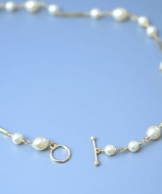 monshiro ガラスパールチェーン ショートネックレス