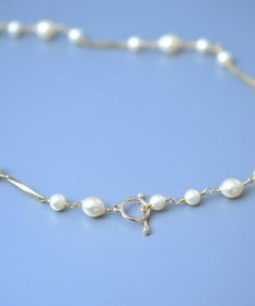 monshiro ガラスパールチェーン ショートネックレス