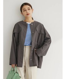 Green Parks 綿麻混ノーカラーブルゾン