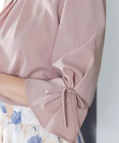 Tiaclasse 【洗える】リボン付きタックフレア袖ブラウス