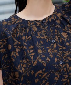 Tiaclasse L ボタニカル柄シャツワンピース