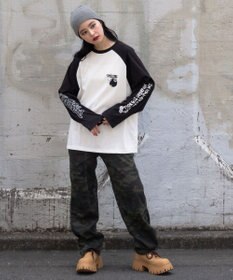 WEGO 【ユニセックス着用ITEM/MLサイズ展開】スリーブロゴグラフィックラグランT（LS）