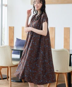 Tiaclasse L ボタニカル柄シャツワンピース
