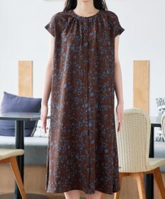 Tiaclasse L ボタニカル柄シャツワンピース