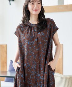 Tiaclasse L ボタニカル柄シャツワンピース
