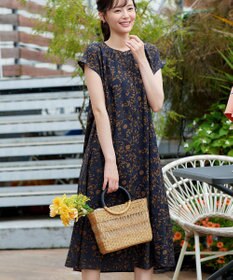 Tiaclasse L ボタニカル柄シャツワンピース