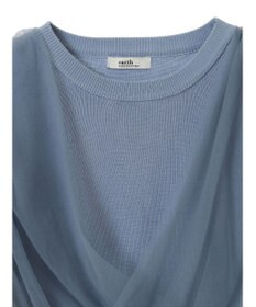 earth music&ecology チュールドッキング半袖ニットプルオーバー