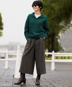 ANY 【洗濯機可】スキッパーソフトタッチアラン柄ニット