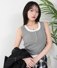 WEGO 【カップ付き】レイヤードデザインカップインタンク