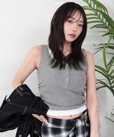 WEGO 【カップ付き】レイヤードデザインカップインタンク