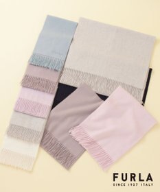 MOONBAT FURLA(フルラ）カシミヤ100％ 無地 マフラー ロゴ刺繍 手洗いOK