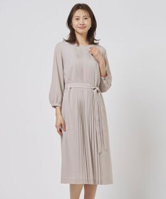 J.PRESS LADIES ノルディス2wayジョーゼット フロントプリーツ ワンピース ベージュ系