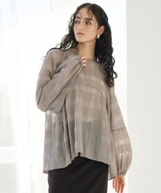 #Newans シアーチェックボリュームブラウス