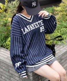 WEGO ベースボールグラフィックプルオーバーニット