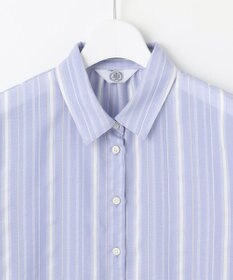 J.PRESS LADIES L 【洗える】SHEERストライプ ペプラム シャツ ブラウス