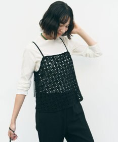 UNFILO 【2点セット】ラッセルレース キャミレイヤード Tシャツ