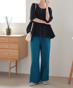 Tiaclasse 【接触冷感・洗える】イージーカットソーピンタックパンツ