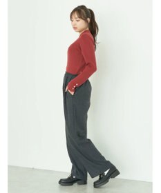 earth music&ecology ゴールド釦スリーブリブプルオーバー