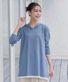 Tiaclasse 【洗える】配色フーディーニットチュニック