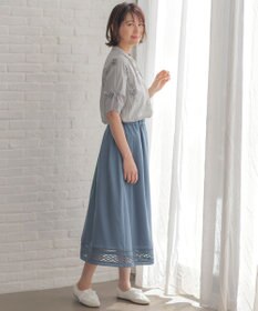 J.PRESS LADIES 【一枚で着映え】ストライプ×フラワープリント ブラウス