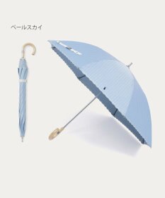 MOONBAT 【1級遮光/遮熱/UV】POLO RALPH LAUREN（ポロ ラルフローレン）晴雨兼用日傘  ストライプ スカラ刺繍 長傘