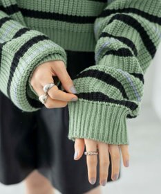 WEGO ボーダーショートニットプルオーバー