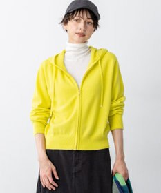 23区 【見上愛さん着用/洗える】ピュアカシミヤ ジップアップ ニット パーカー イエロー系