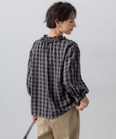 23区 L 【WEB&一部店舗限定】ブロックチェック フリル ブラウス