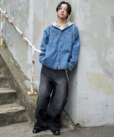 WEGO デニムフードシャツ（LS）
