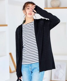 Tiaclasse 【洗える】UVケア機能付きサマーニットロングジップパーカー