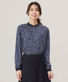 J.PRESS LADIES L 【洗える】スパンウェーブフラワープリント ブラウス