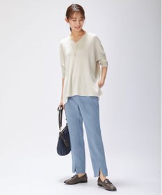 J.PRESS LADIES 【洗える】コットンシルクリラクシー Vネック ニット