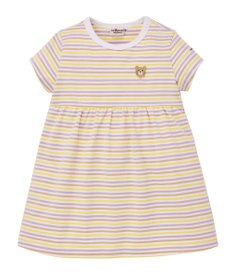 MIKI HOUSE HOT BISCUITS 【80-120cm】みじんボーダー ワンポイント刺繍 半袖ワンピース