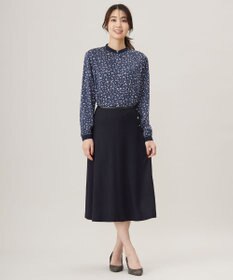 J.PRESS LADIES L 【洗える】スパンウェーブフラワープリント ブラウス