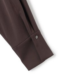 ICB L 【洗える】ストレッチダブルサテン テーラーカラー ラップワンピース