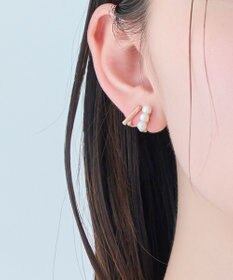 Phoebe 【痛くないシリーズ/金属アレルギー対応】ダブルデコレイトパールライトフィットイヤリング　シャンパン