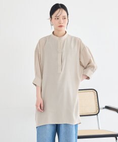earth music&ecology スタンドカラーオーバーチュニックシャツ