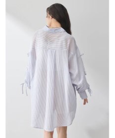 earth music&ecology 袖スリットリボンロングシャツ