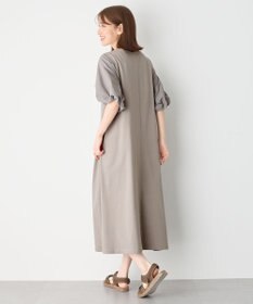 ANY 異素材コンビ ボリュームスリーブワンピース