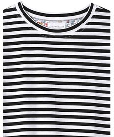 une nana cool MADE WITH LIBERTY FABRIC 綿100％ボーダー 半袖ワンピース