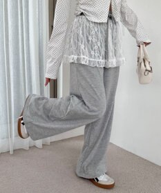 WEGO 【ウエストゴム】レースレイヤードスウェットパンツ