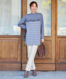 Tiaclasse アーガイルジャガードフリルチュニック